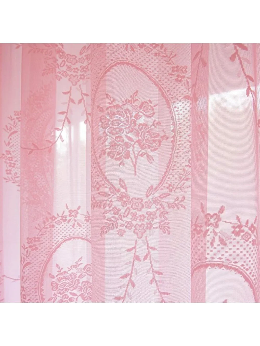Bright Pink Lace Curtains Set - 84